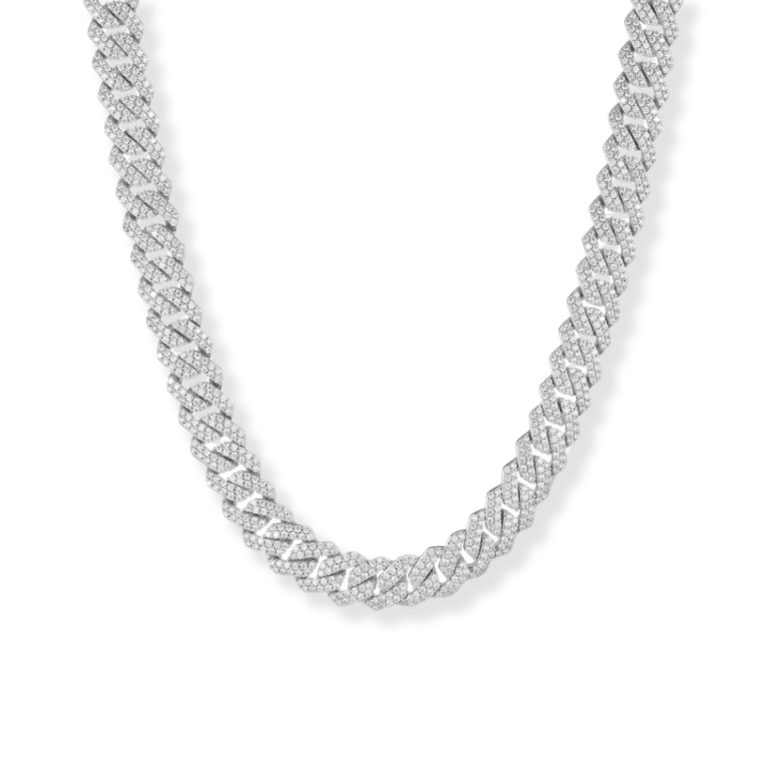 Luna Prong Cuban Diamond Chain Silver