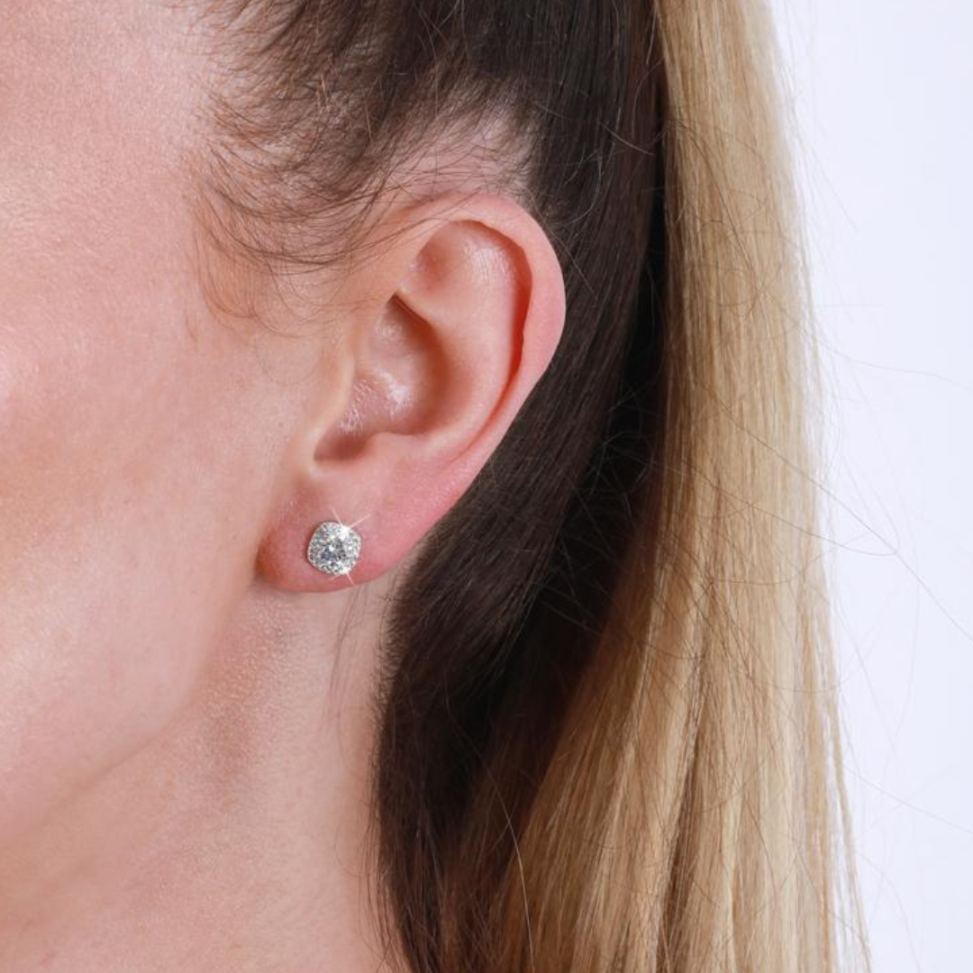 Tiffany Cushion Stud Zirconia Earrings