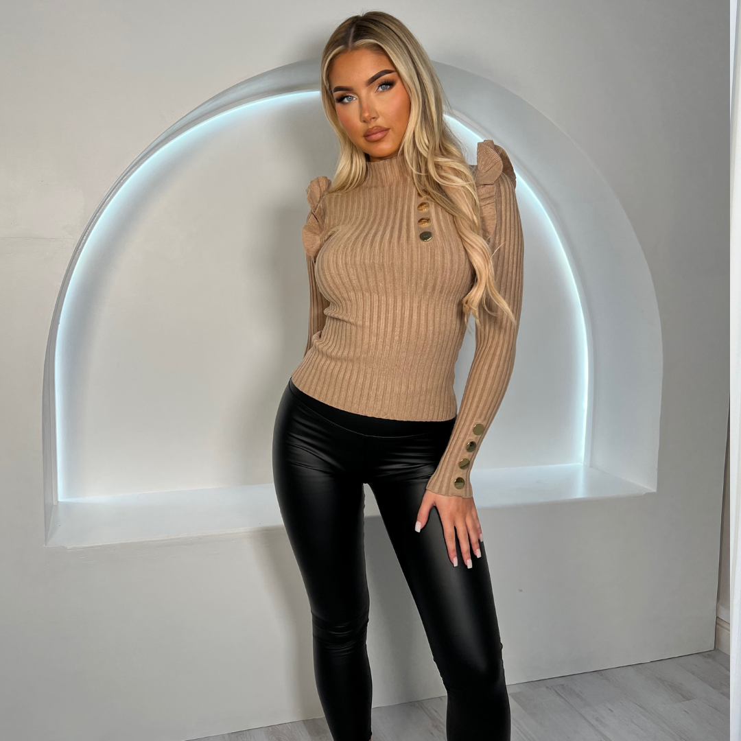 Gold Button Ribbed Top