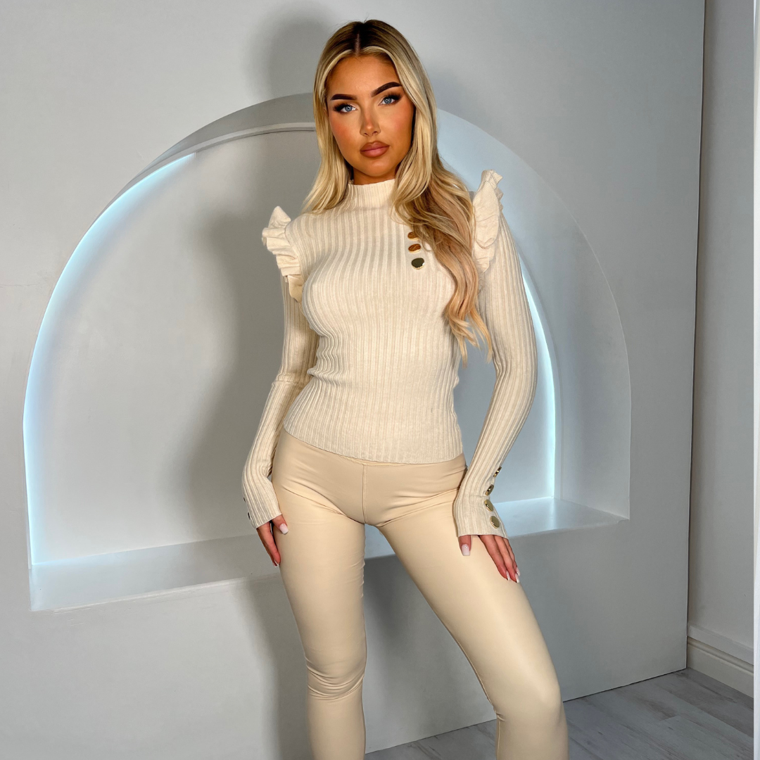 Gold Button Ribbed Top