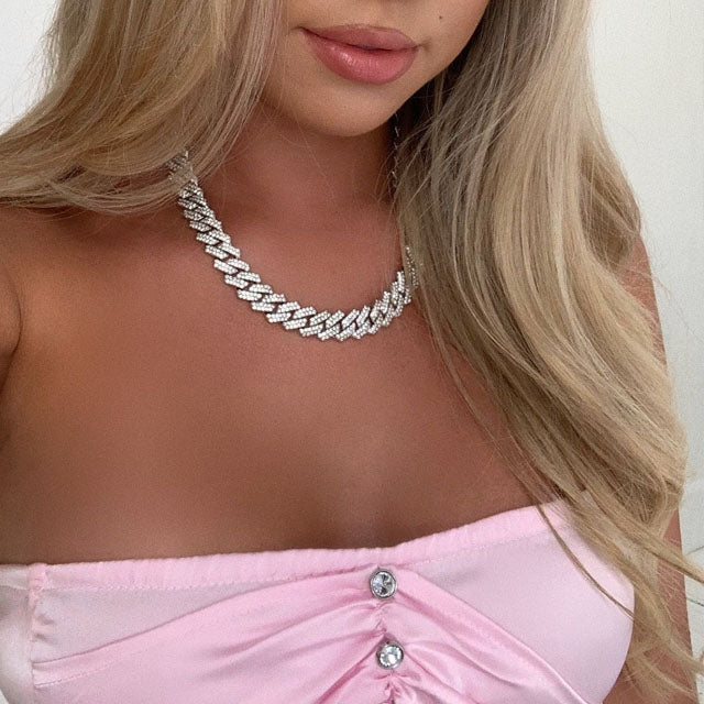 Luna Prong Cuban Diamond Chain Silver