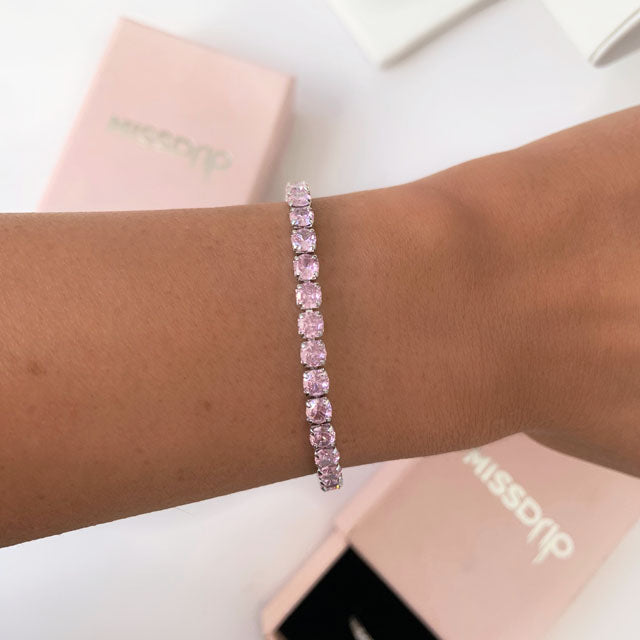 Rosa Zirconia Tennis Bracelet 4MM Pink