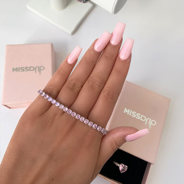 Rosa Zirconia Tennis Bracelet 4MM Pink