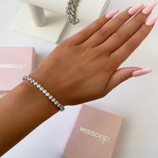Rosa Zirconia Tennis Bracelet 4MM Silver