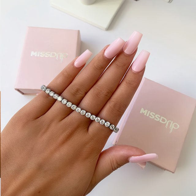 Rosa Zirconia Tennis Bracelet 4MM Silver