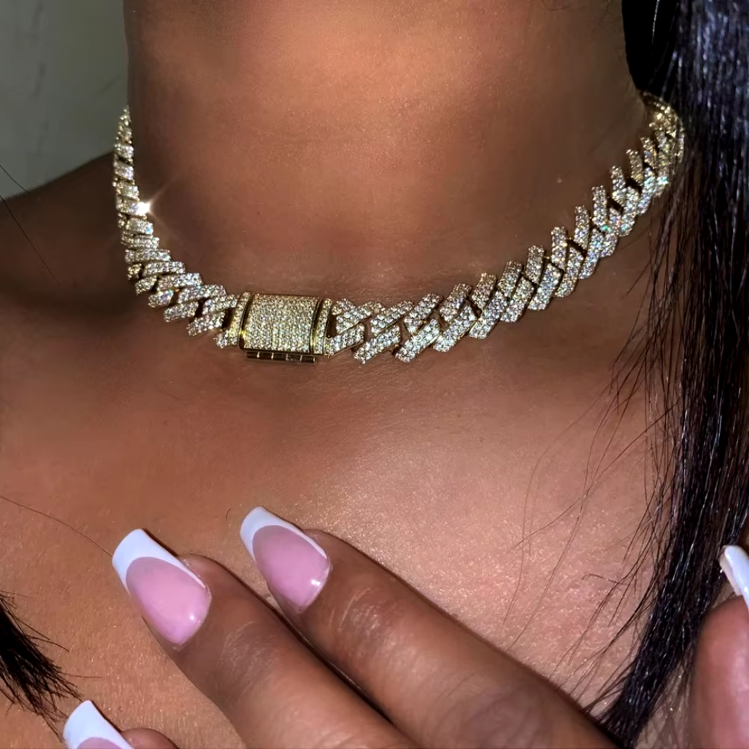 Luna Prong Cuban Diamond Chain Gold
