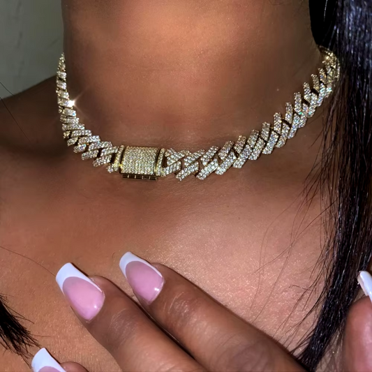 Luna Prong Cuban Diamond Chain Gold