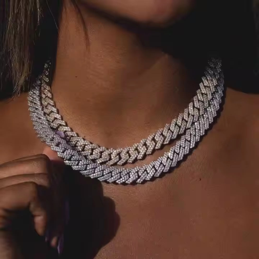 Luna Prong Cuban Diamond Chain Gold