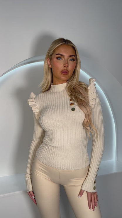 Gold Button Ribbed Top