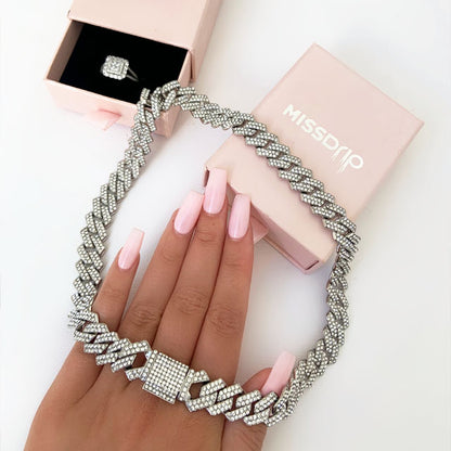 Luna Prong Cuban Diamond Chain Silver