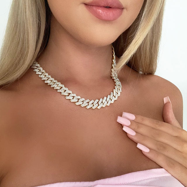Luna Prong Cuban Diamond Chain Gold