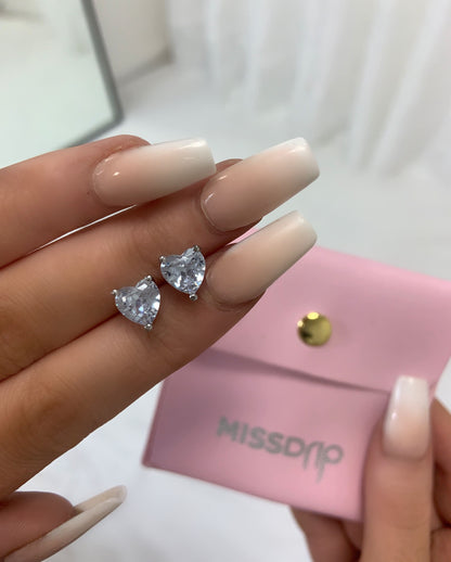 LOVE Silver Heart Shaped Stud Earrings